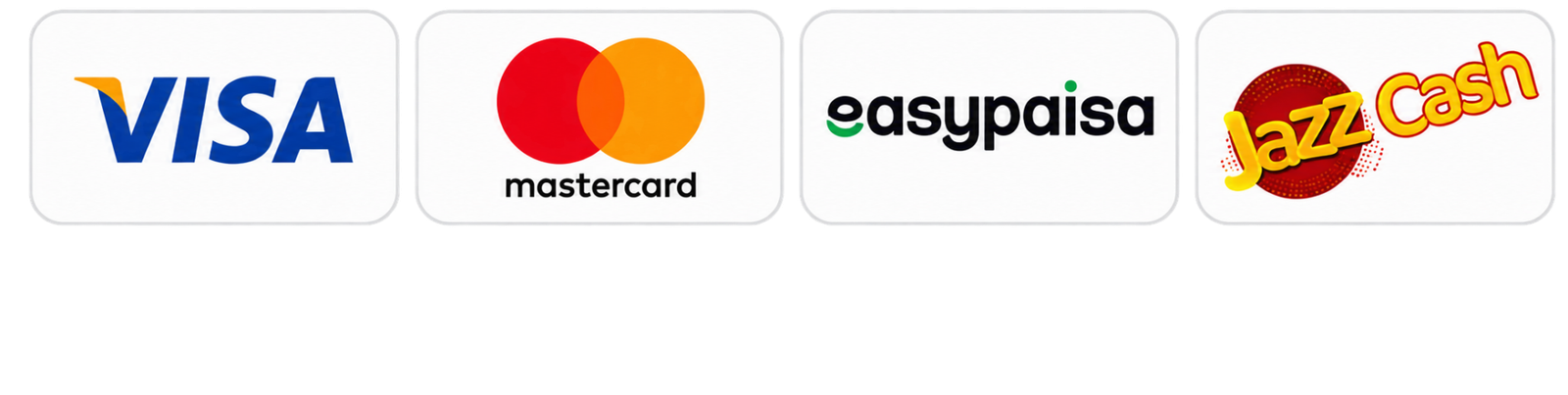 Visa Mastercard Easypaisa JazzCash payment methods