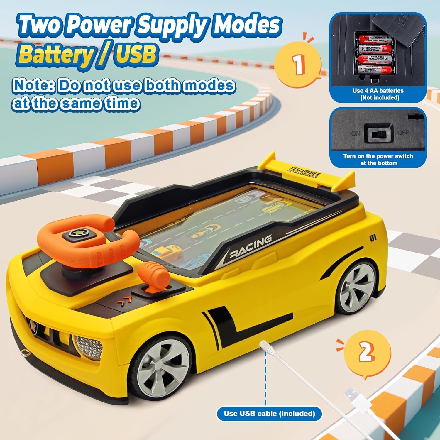 Musical Steering Wheel Cars Racing Game For Kids