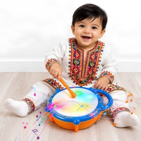 Musical Flash Drum Toy with 2 Drum Sticks