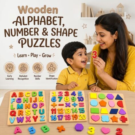 Wooden Alphabet Number Shape Puzzle Pakistan
