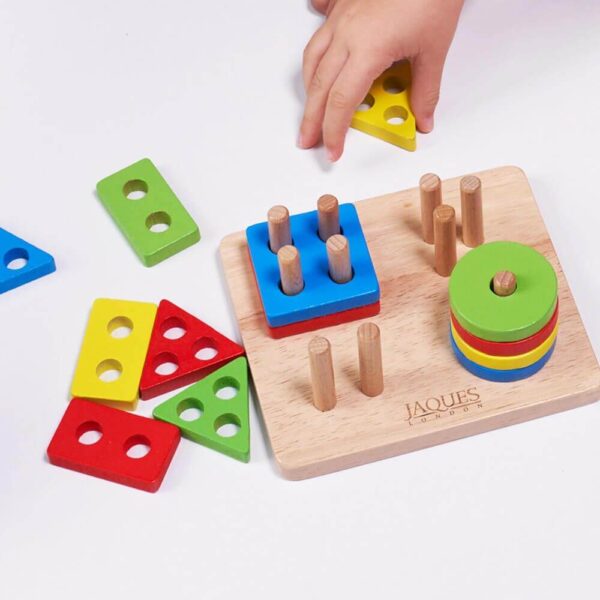 Wooden Puzzle with Shapes | Geometric Stacking Toy - Image 2