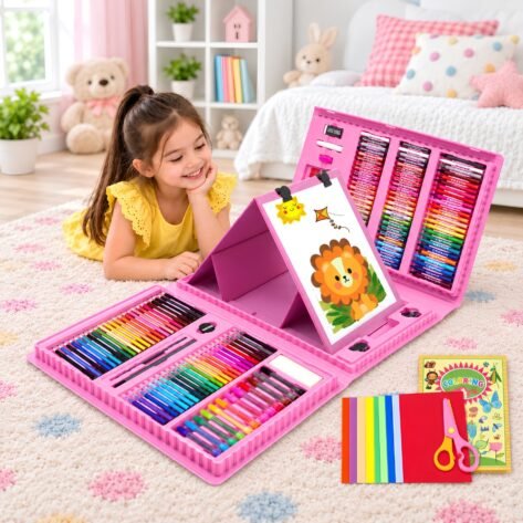 208 Pcs Drawing Art Kit – Deluxe Portable Painting & Coloring Set for Kids