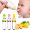 Soft Silicone Baby Spoon Feeder Bottle for Purees and Cereals