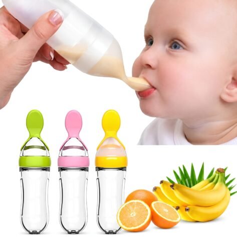 Soft Silicone Baby Spoon Feeder Bottle for Purees and Cereals