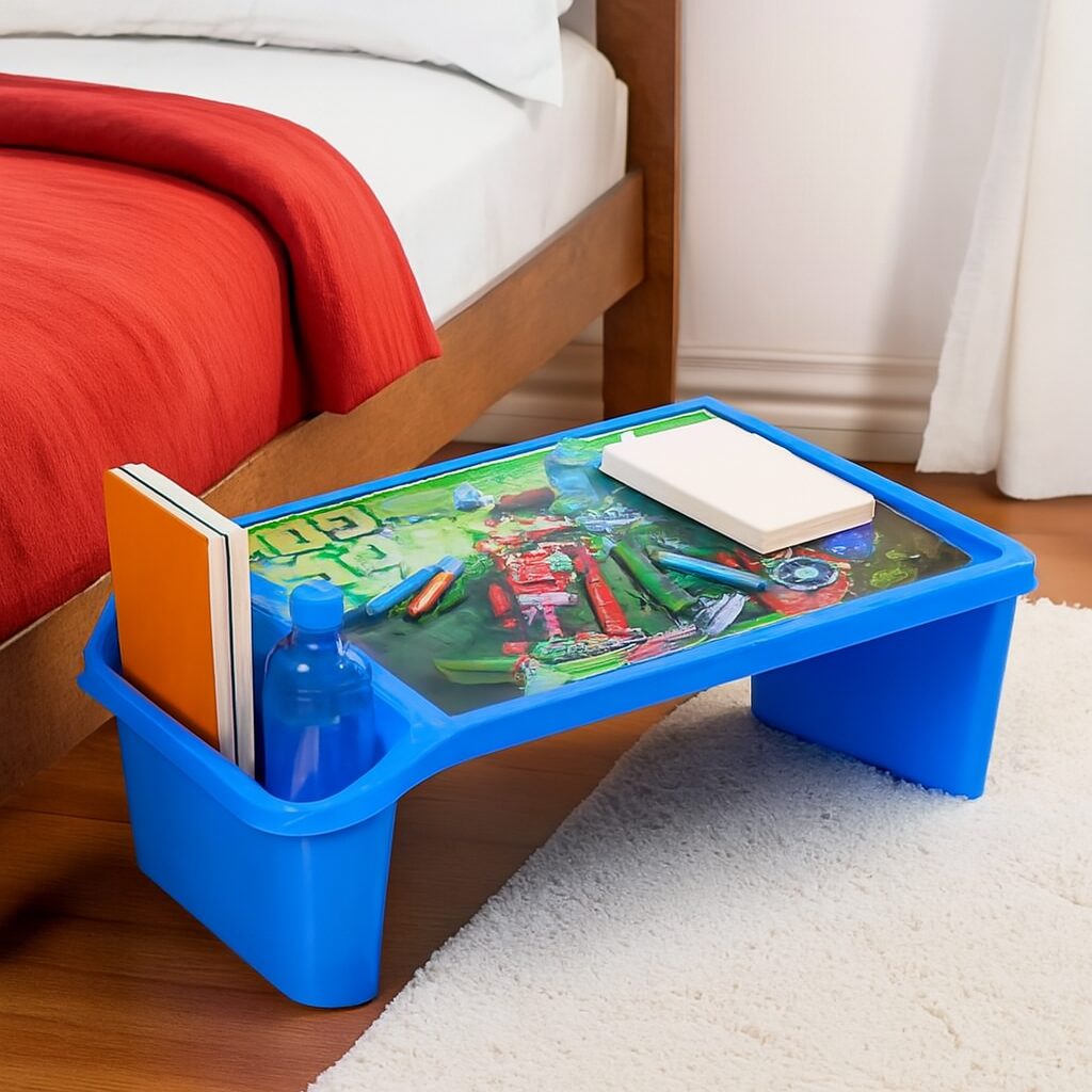 kids Multifunctional Plastic Desk with Side Storage