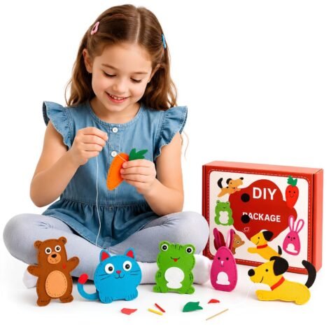 DIY Felt Sewing Kit for Kids – Beginner Craft Kit with Pre-Cut Felt Projects