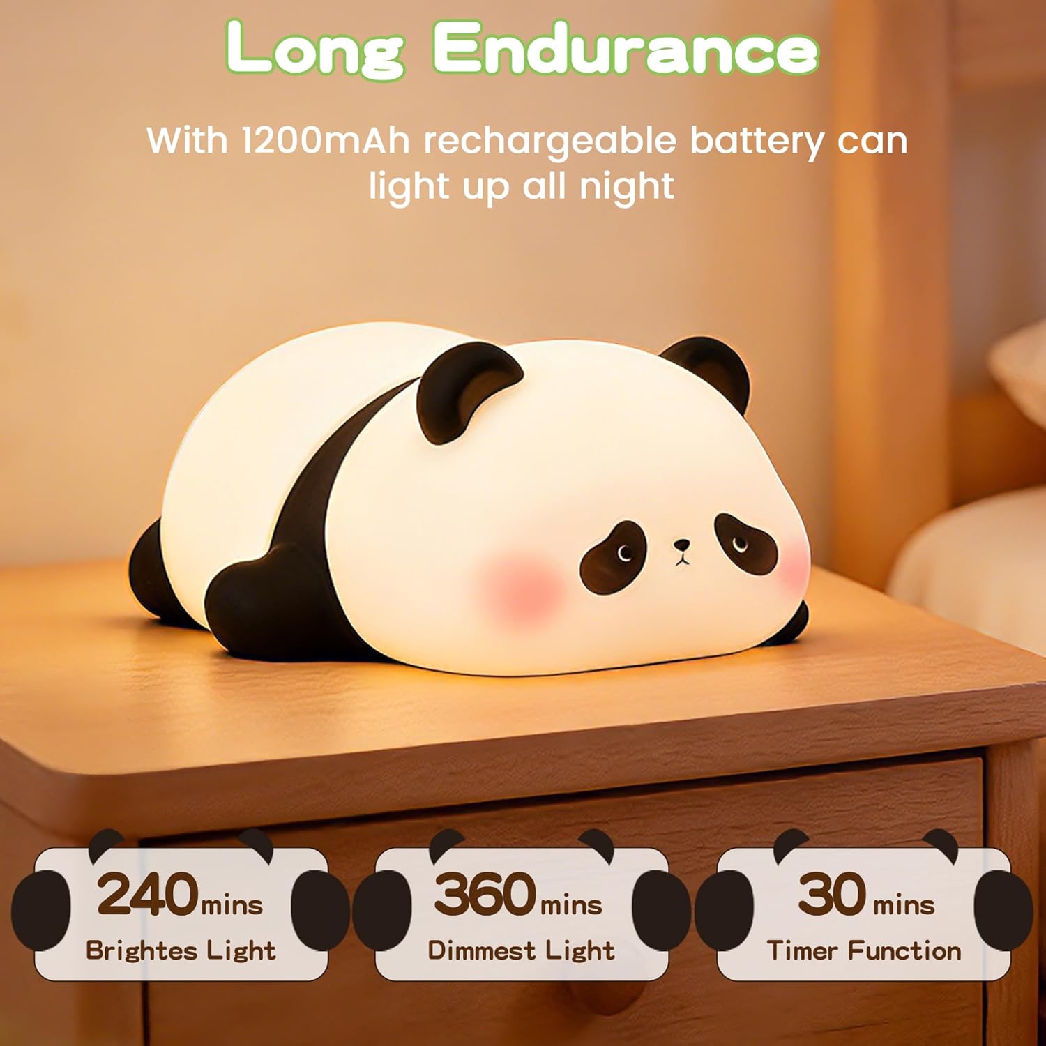 silicone panda night lamp