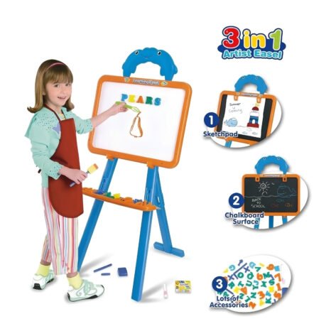 3 in 1 Learning Easel Board for Kids – Double-Sided Board and Drawing Easel