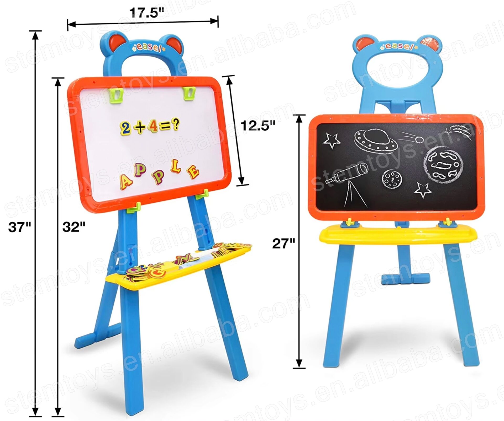 kids whiteboard and chalkboard stand