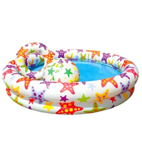 Inflatable Baby Pool Set with Ball and Ring – 48" x 10"
