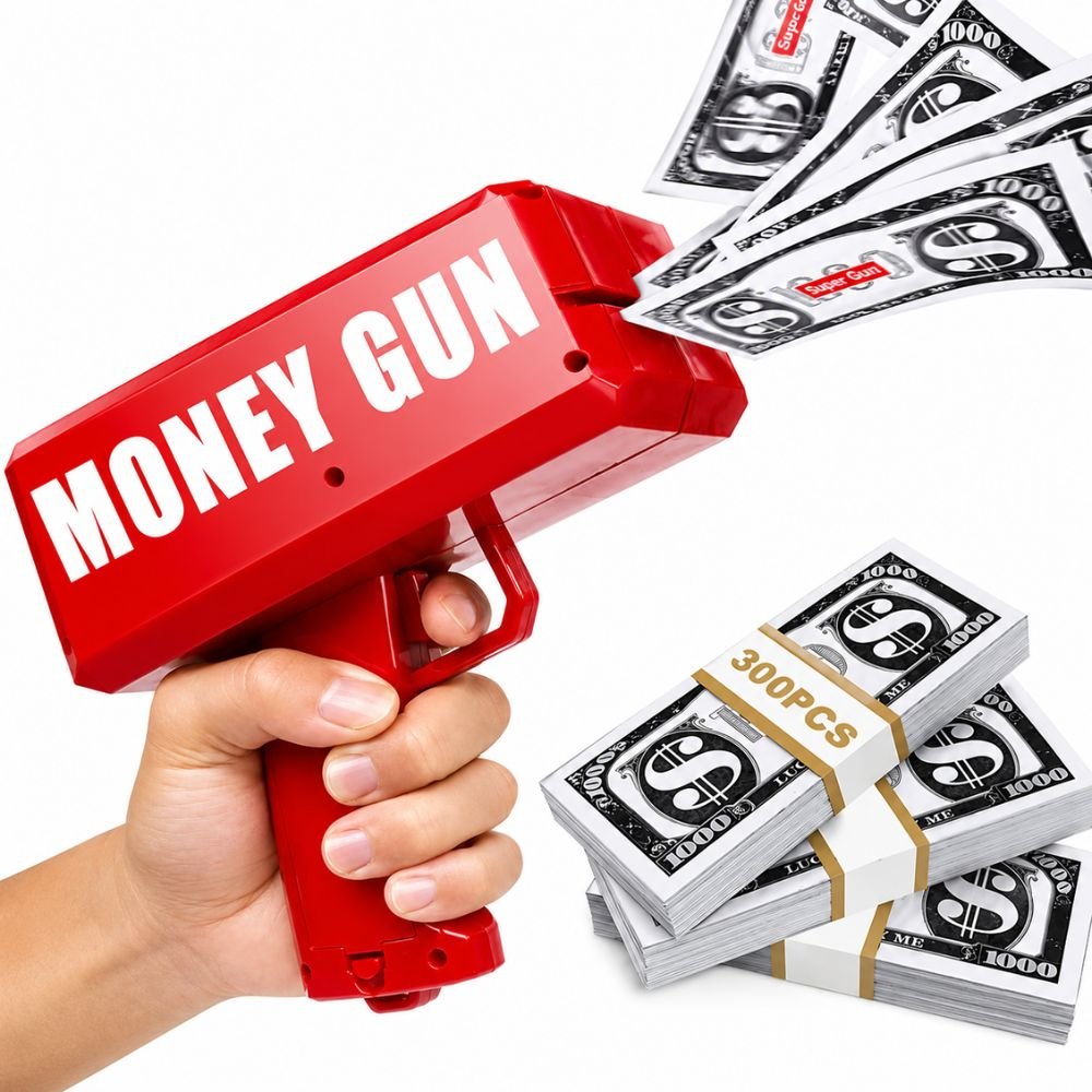 Money Gun Toy for Kids with Fake Notes