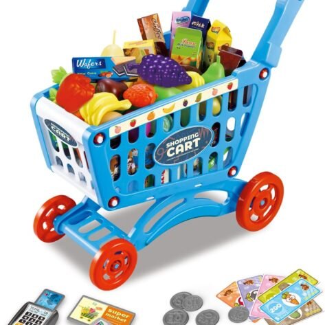 Kids Shopping Cart Toy with 54PCS Grocery Playset