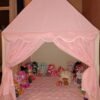Pink Kids House Tent with Curtains for Girls | Indoor Princess Play Tent House