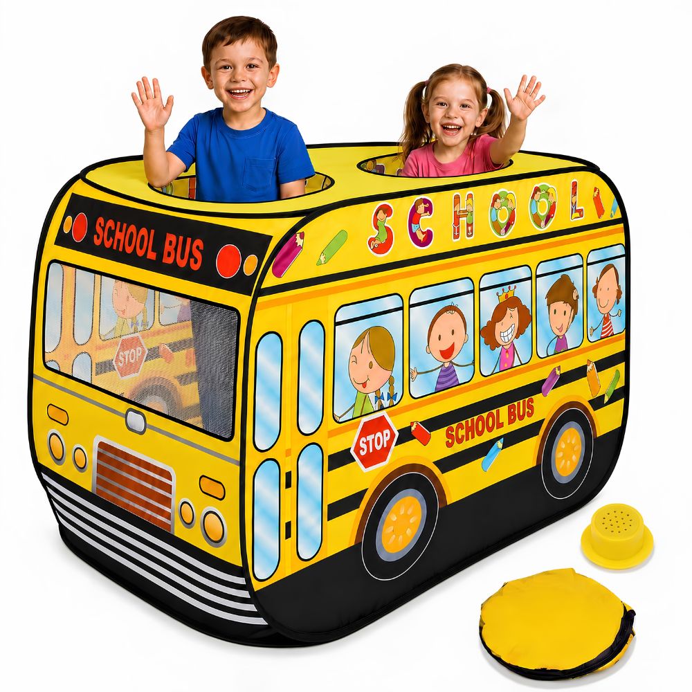 Pop Up School Bus Shape Tent House for Kids