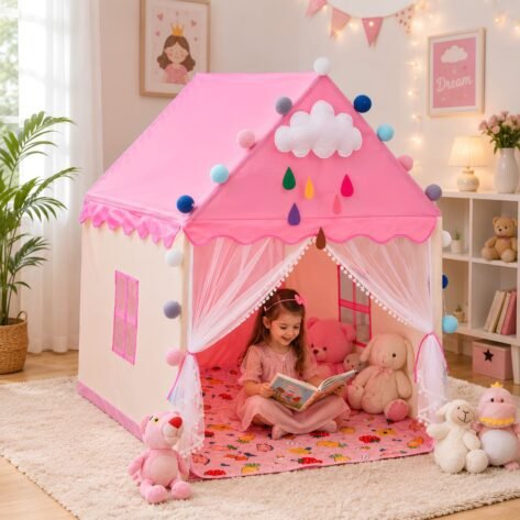 Ultimate Pink Kids House Tent with Curtains for Girls |