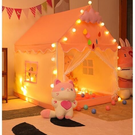 Pink Kids House Tent with Curtains for Girls