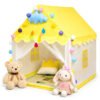 Kids Yellow Tent House with Curtain – Dream Castle Indoor Playhouse
