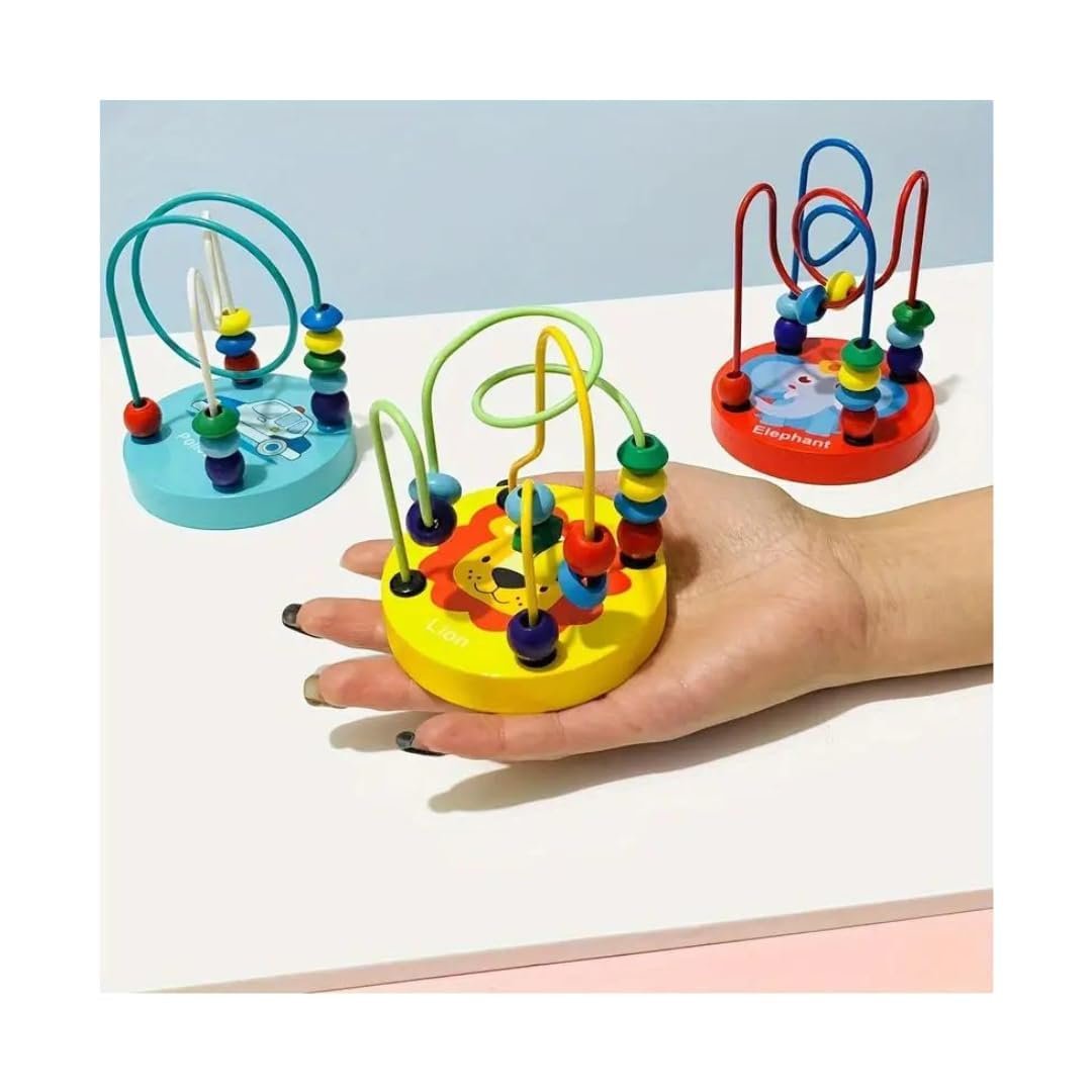 montessori wooden wire bead maze roller coaster