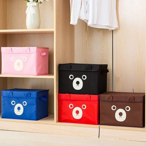 Kids room storage basket with bear design