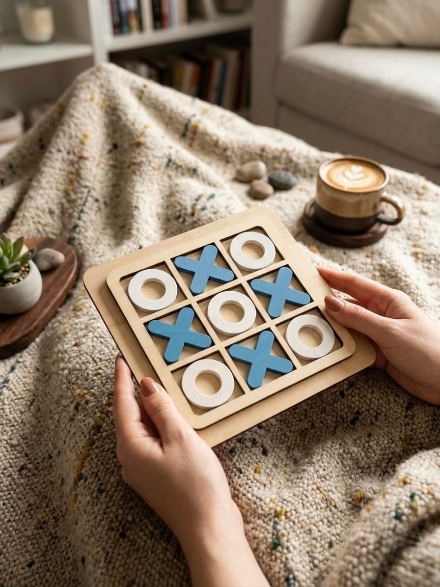 Wooden Tic-Tac-Toe Board Game for Kids