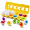 12-Piece Montessori Matching Eggs Toy for Kids – Color & Shape Recognition Puzzle