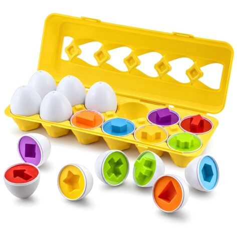 12-Piece Montessori Matching Eggs Toy for Kids – Color & Shape Recognition Puzzle