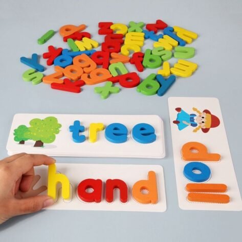 Wooden alphabet matching flash cards
