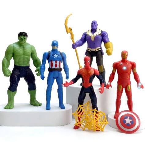 5 Pcs Avengers Action Figures Set with Light Projection – Superhero Toy Set for Kids