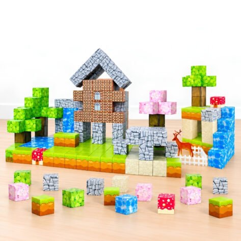 78-Piece Minecraft-Inspired Magnetic Building Blocks for Kids
