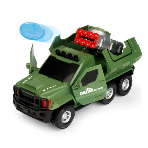 Electric Military Missile Truck Toy with Disc Launcher, Lights & Sound