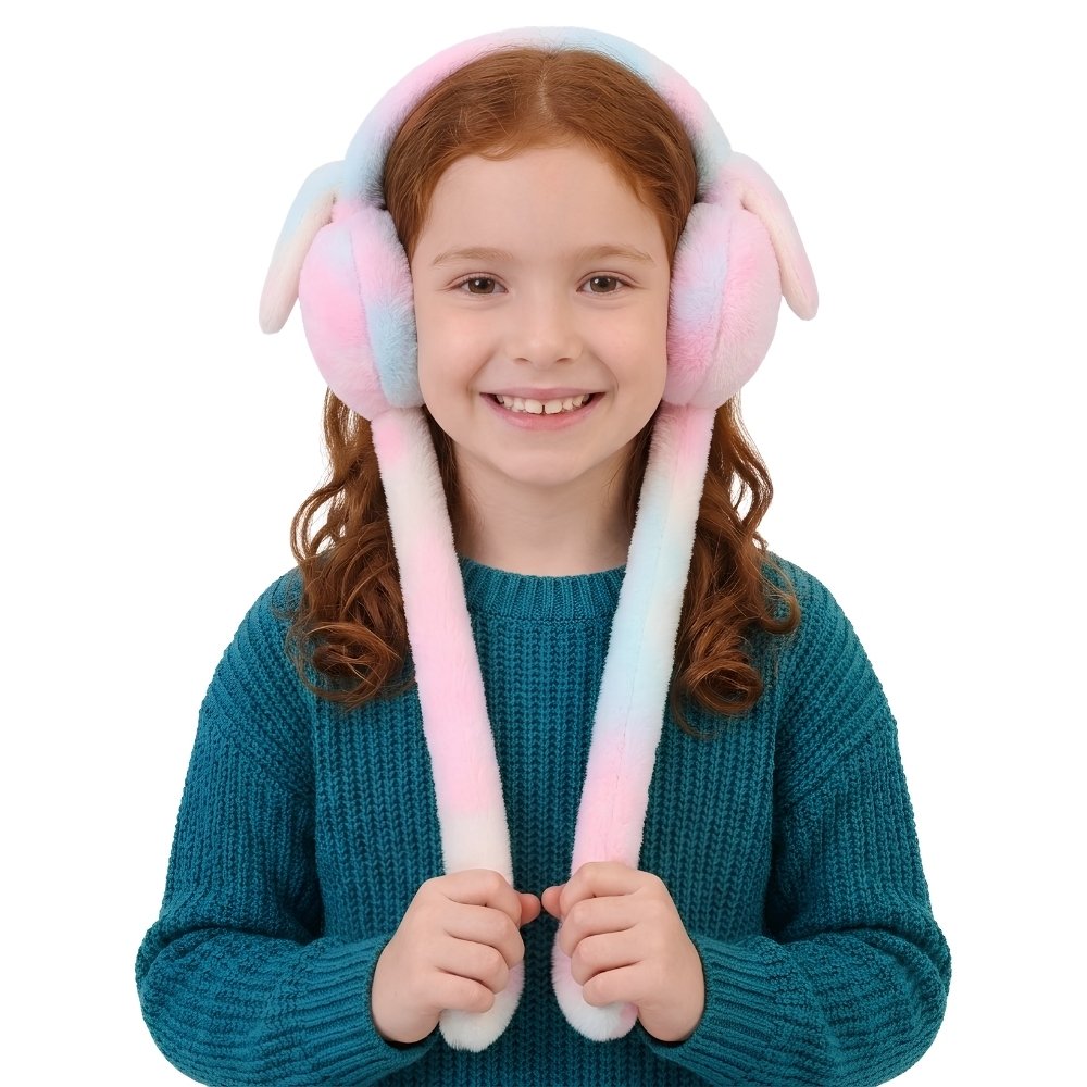 Interactive Plush Bunny Ears Earmuffs – Winter Ear Warmers for Girls & Kids