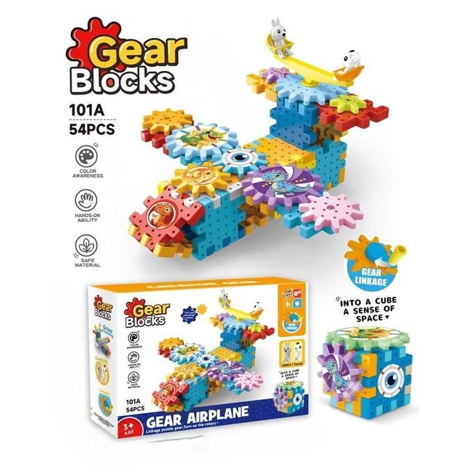 airplane building kit with movable gears