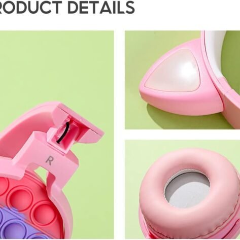 Rechargeable over ear Bluetooth headphones for kids with cat ears