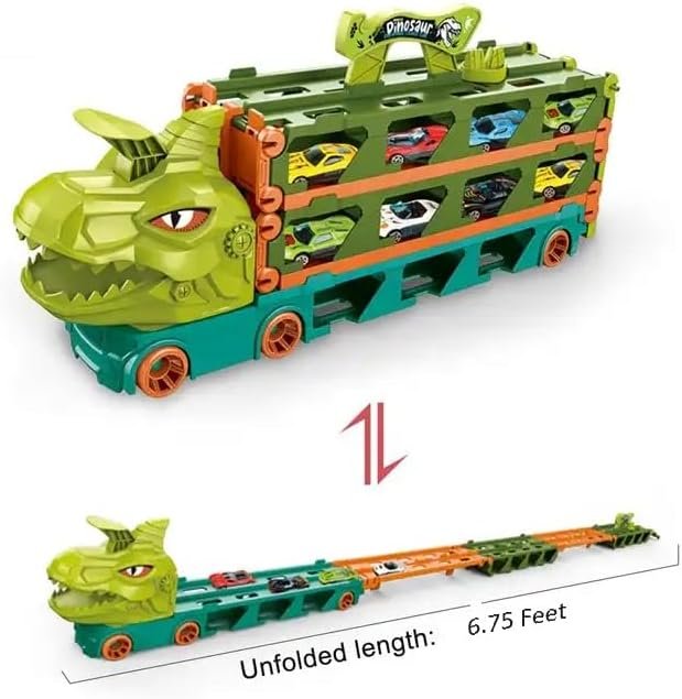 foldable dinosaur transporter racing track for kids