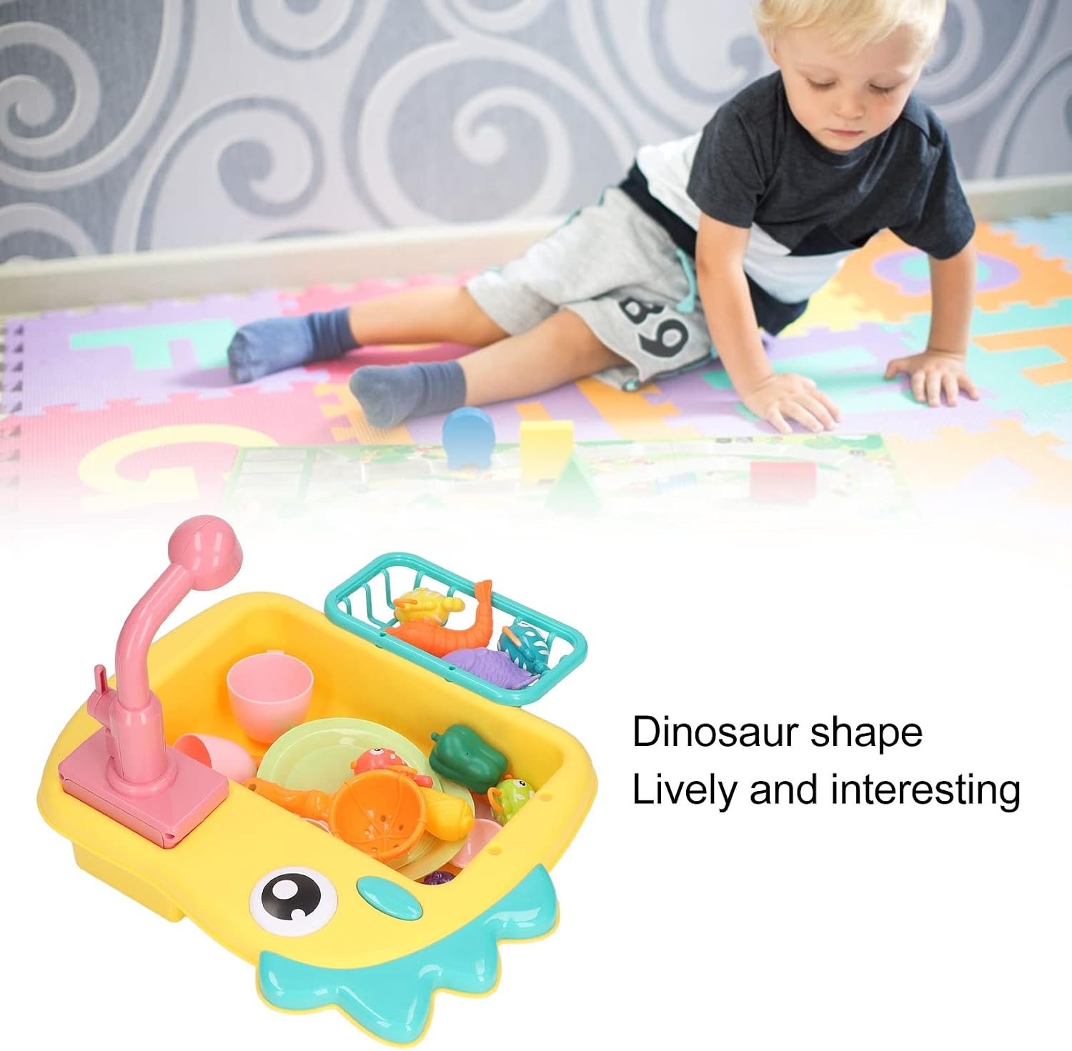 Interactive toy sink with rotating faucet