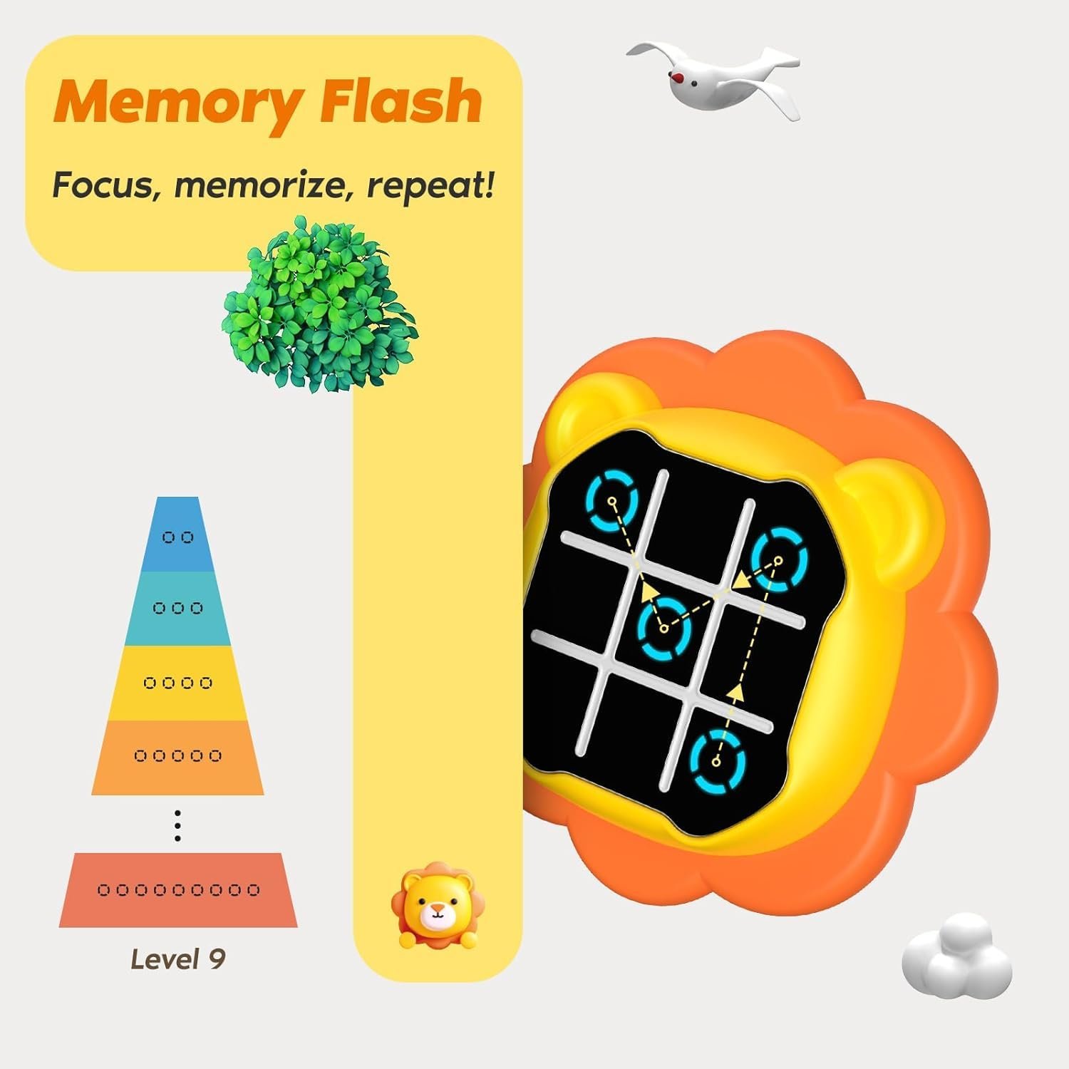 2-in-1 Tic Tac Toe and Memory Game with Lights and Sound for Kids - Image 4