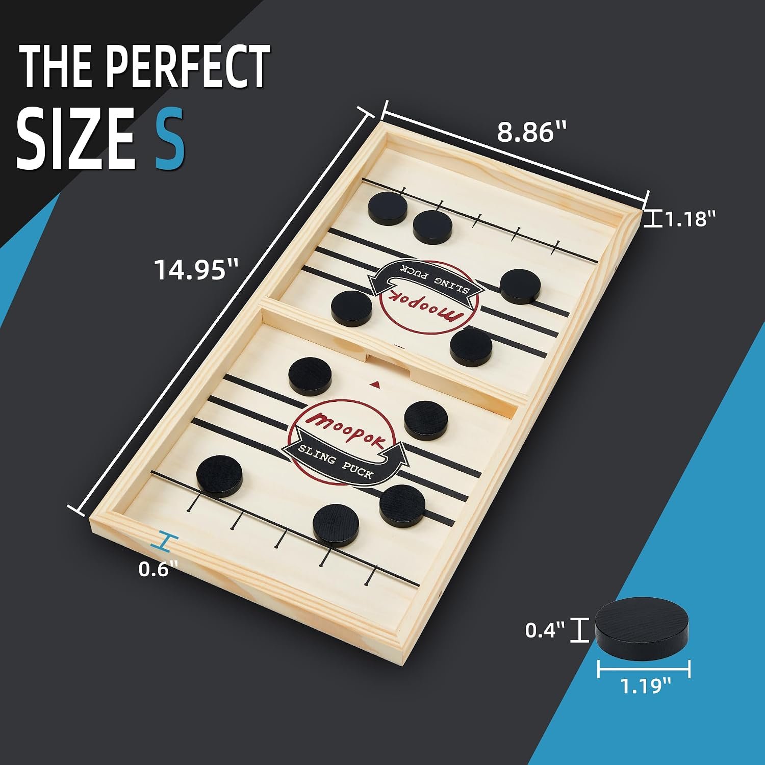 wooden fast sling puck board game for two players