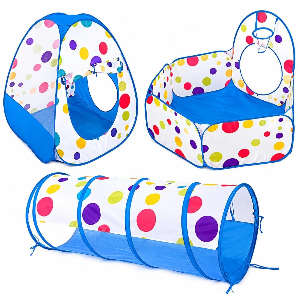blue pop up tunnel tent house for toddlers
