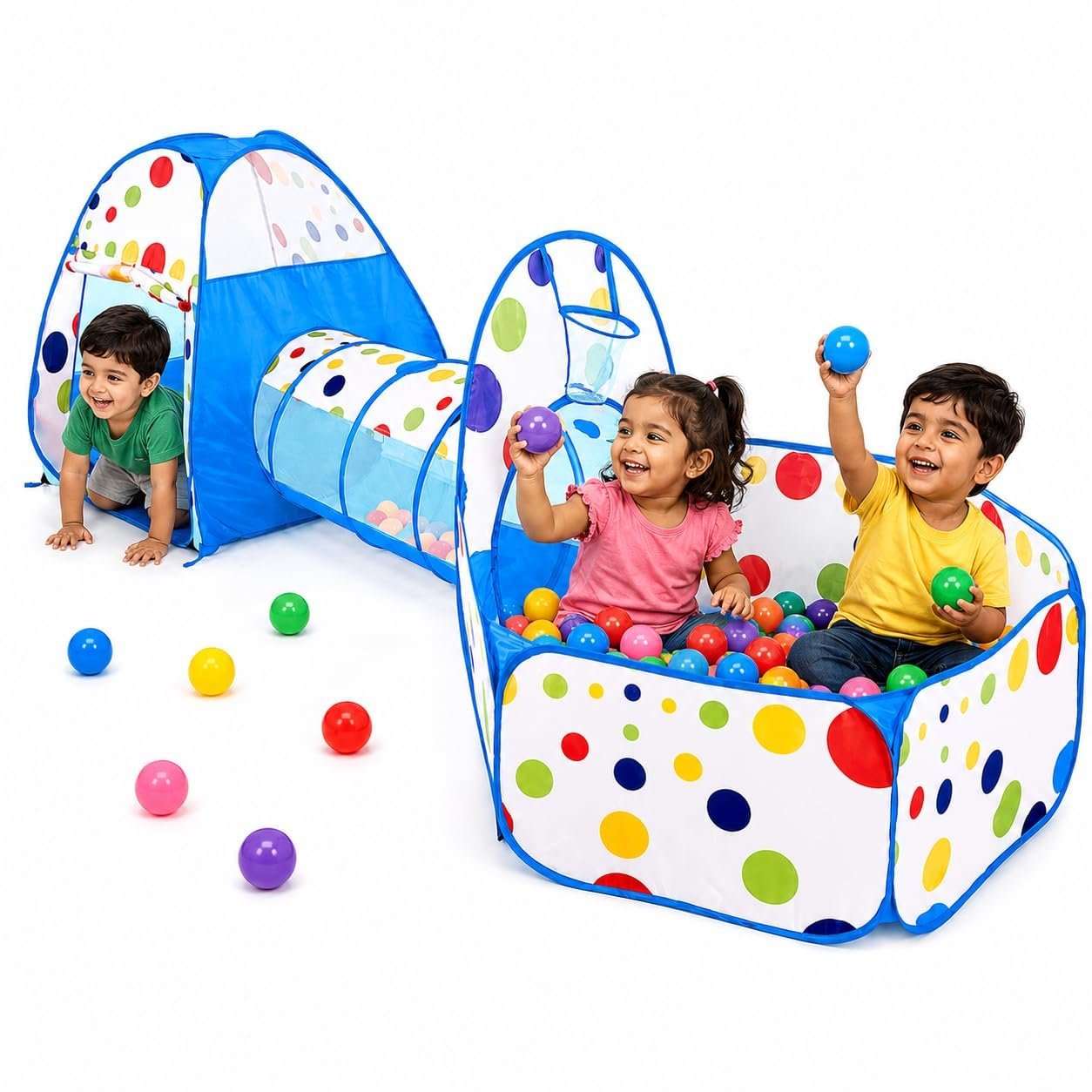 3 in 1 Blue Tunnel Tent House