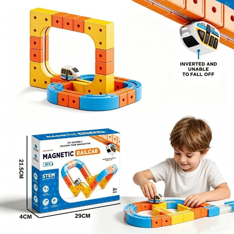 24 Pcs Magnetic Levitation Train Track Set for Kids – DIY Magnetic Railcar Building Toy - Image 3
