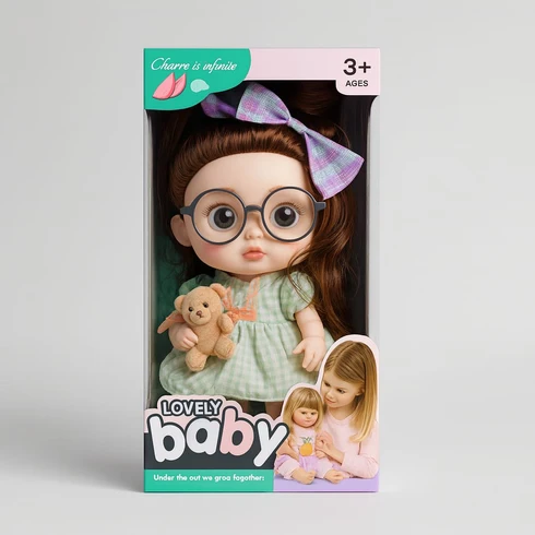 Cute glasses doll for pretend play