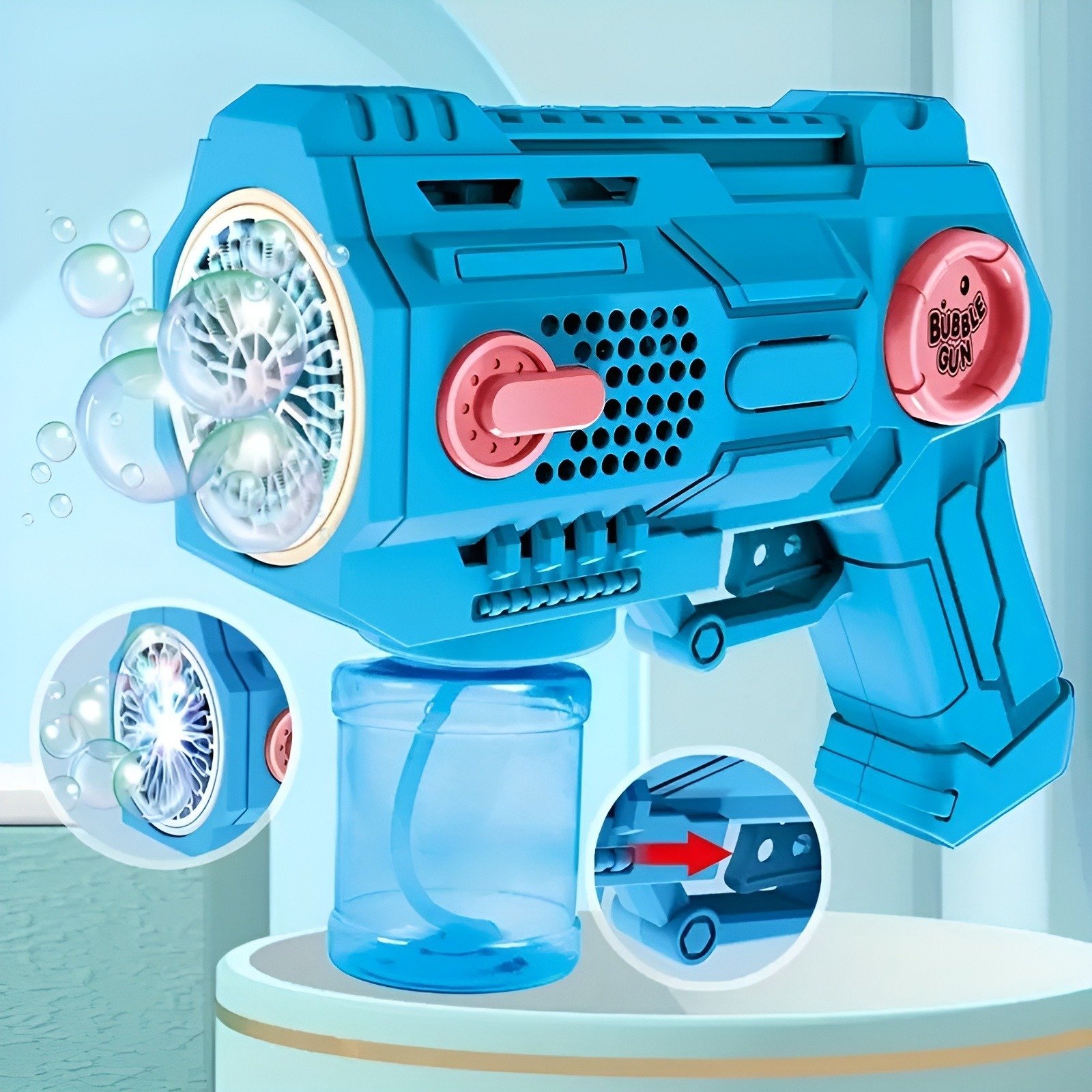 space bubble machine toy with light sound
