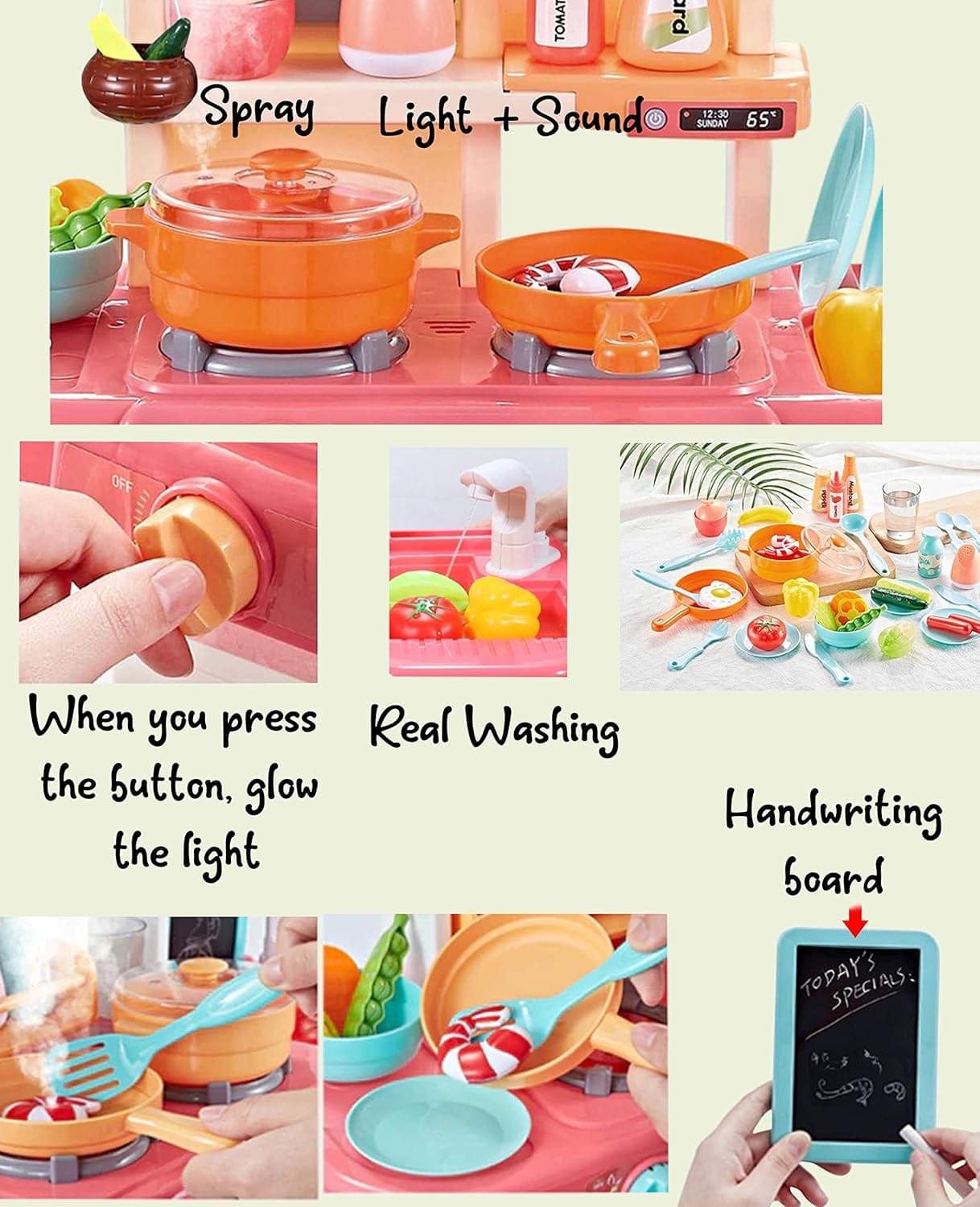 42 PCS Kitchen Set for Girls with Spray, Lights & Music - Image 3