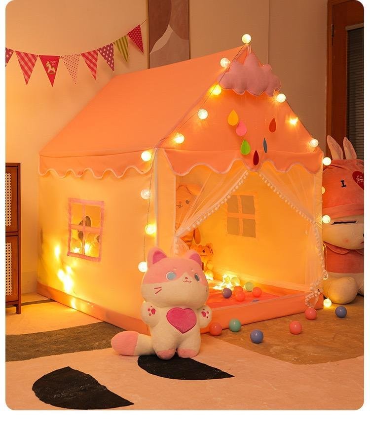 Pink Kids House Tent with Curtains for Girls